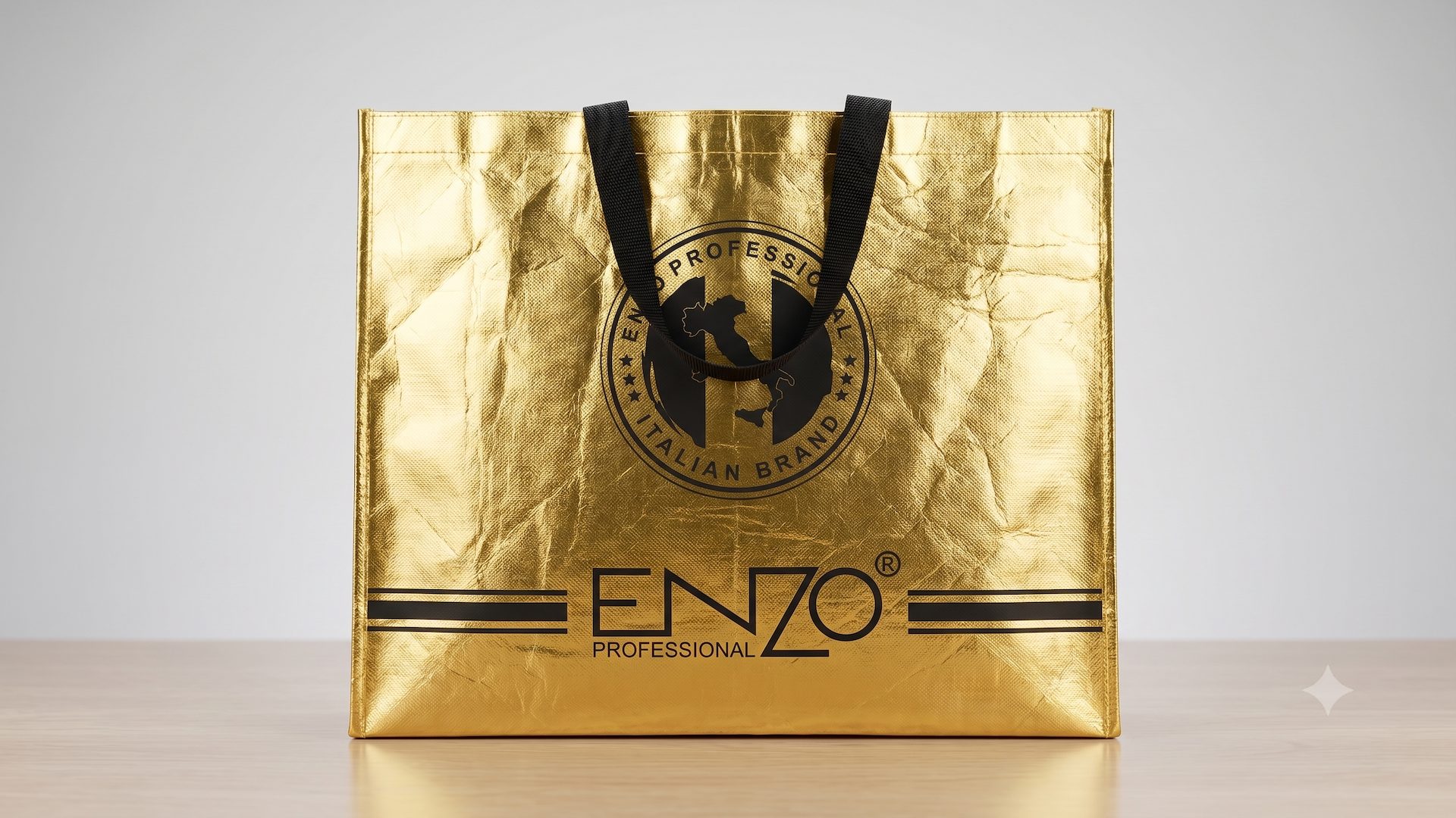 ENZO Professional Luxury Gold Foil Reusable Gift Bag & Shopping Tote 